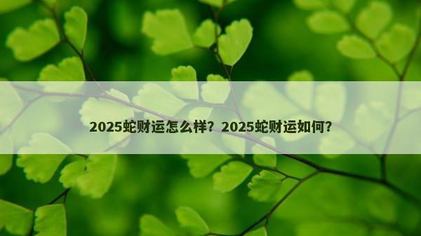 2025蛇财运怎么样？2025蛇财运如何？