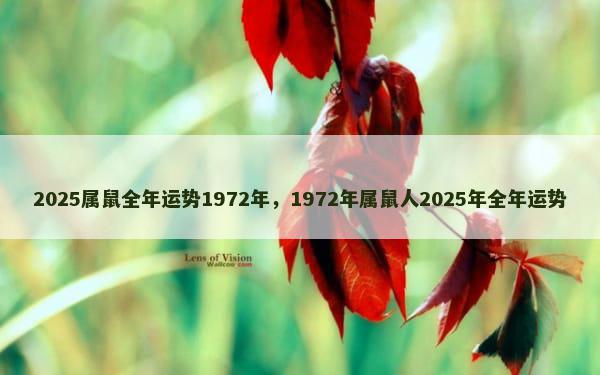 2025属鼠全年运势1972年，1972年属鼠人2025年全年运势