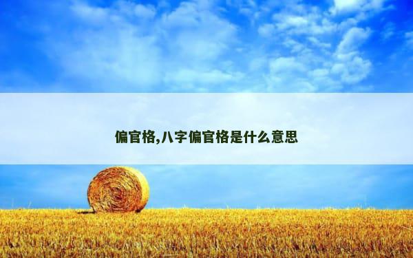 偏官格,八字偏官格是什么意思