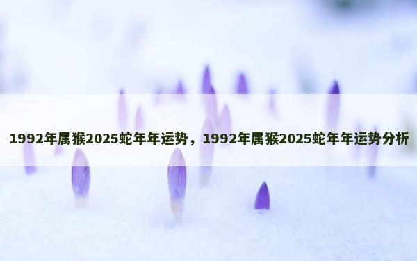 1992年属猴2025蛇年年运势，1992年属猴2025蛇年年运势分析