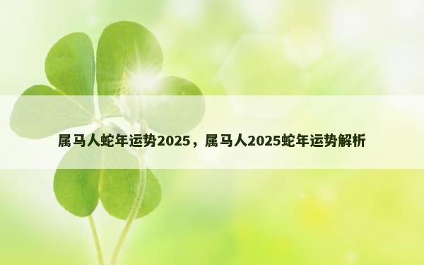 属马人蛇年运势2025，属马人2025蛇年运势解析