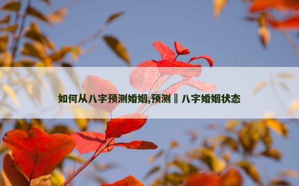 如何从八字预测婚姻,预测​八字婚姻状态