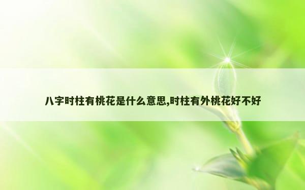 八字时柱有桃花是什么意思,时柱有外桃花好不好