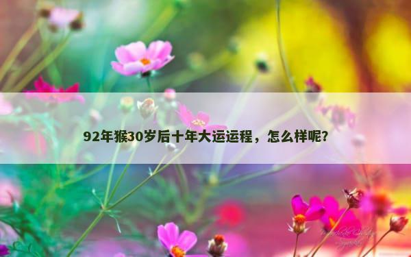 92年猴30岁后十年大运运程，怎么样呢？