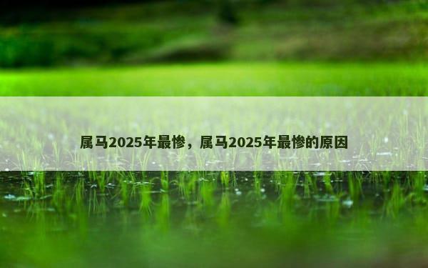 属马2025年最惨，属马2025年最惨的原因