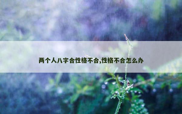 两个人八字合性格不合,性格不合怎么办