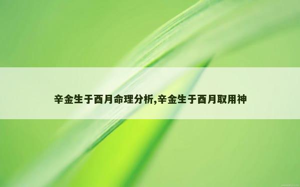 辛金生于酉月命理分析,辛金生于酉月取用神