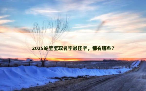 2025蛇宝宝取名字最佳字，都有哪些？