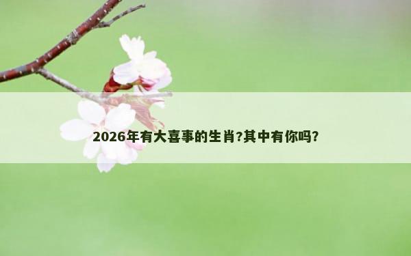 2026年有大喜事的生肖?其中有你吗？