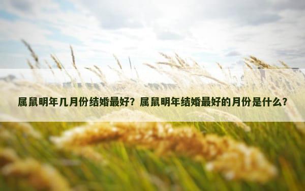 属鼠明年几月份结婚最好？属鼠明年结婚最好的月份是什么？