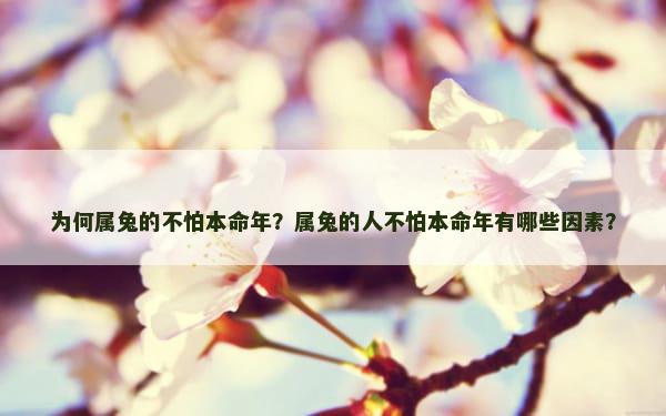 为何属兔的不怕本命年？属兔的人不怕本命年有哪些因素？