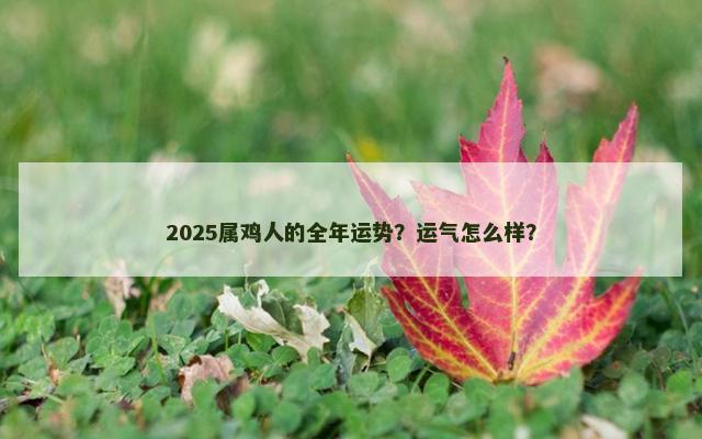 2025属鸡人的全年运势？运气怎么样？