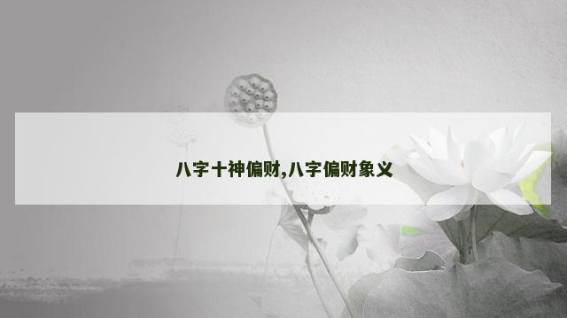 八字十神偏财,八字偏财象义