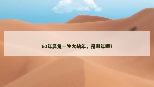 63年属兔一生大劫年，是哪年呢？