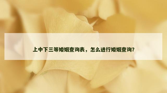 上中下三等婚姻查询表，怎么进行婚姻查询？