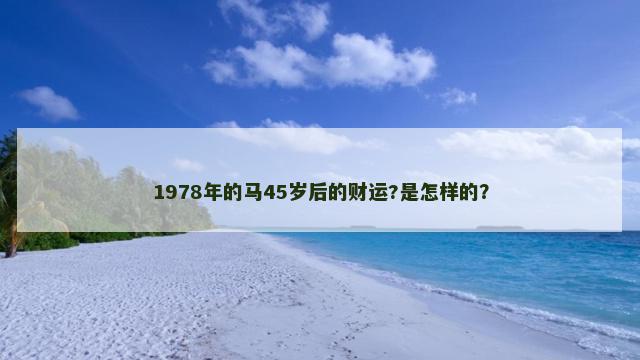 1978年的马45岁后的财运?是怎样的？