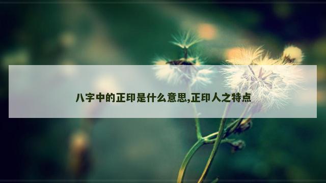 八字中的正印是什么意思,正印人之特点