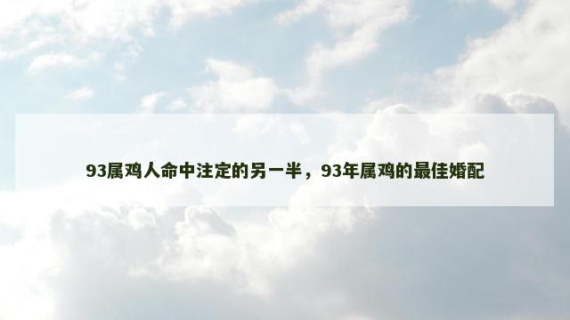 93属鸡人命中注定的另一半，93年属鸡的最佳婚配