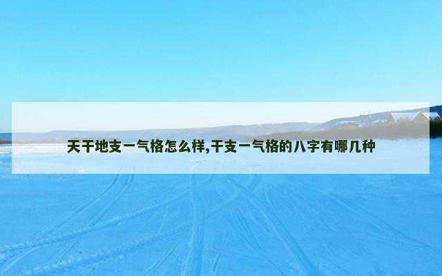 天干地支一气格怎么样,干支一气格的八字有哪几种