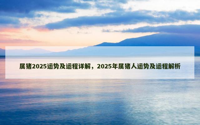 属猪2025运势及运程详解，2025年属猪人运势及运程解析