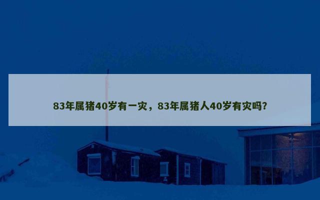 83年属猪40岁有一灾，83年属猪人40岁有灾吗？