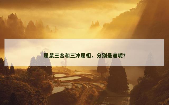 属鼠三合和三冲属相，分别是谁呢？