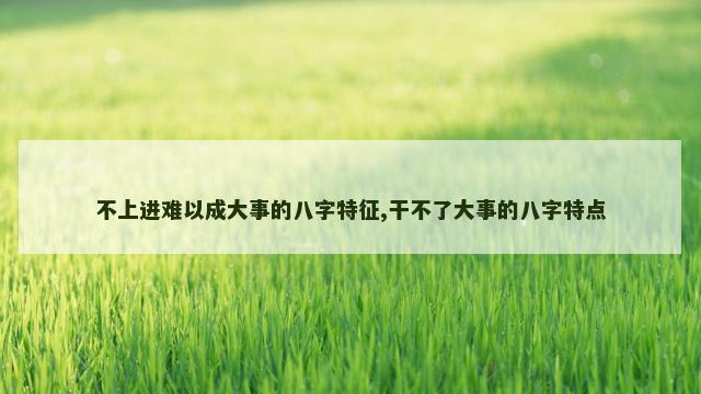 不上进难以成大事的八字特征,干不了大事的八字特点