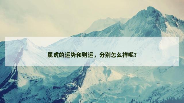 属虎的运势和财运，分别怎么样呢？