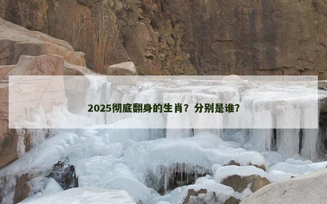 2025彻底翻身的生肖？分别是谁？